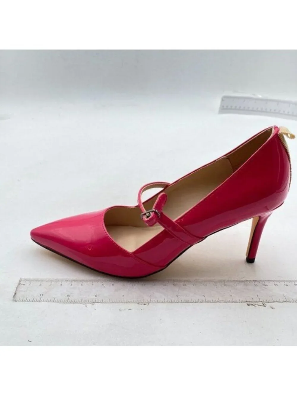 YDN Women Mary Jane Pointed Toe Mid Heels Pumps Slip On Buckled Dress Shoes Pink